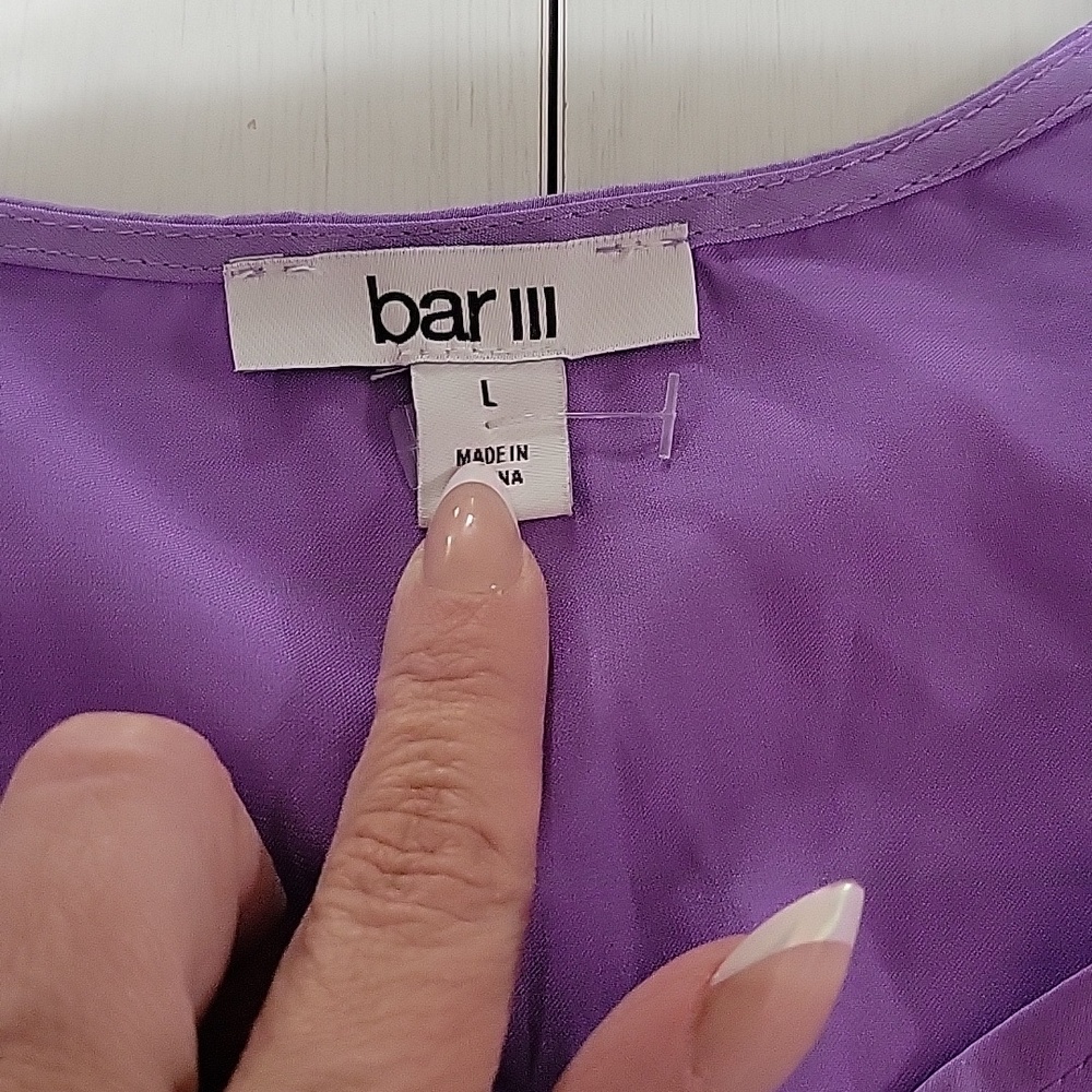 NWOT Bar III Large Lavender V-Neck Long Sleeve Blouse - Picture 2 of 5